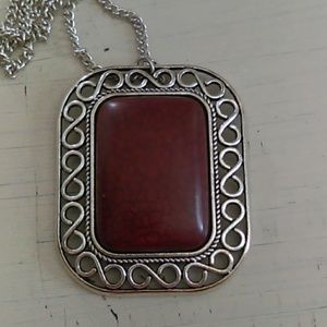 Brown stone long necklace